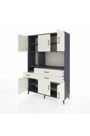 Hyperion Dolap 9 Raflı 3 Çekmeceli 6 Kapaklı 132x44x195 Antrasit-Aytaşı/Aytaşı