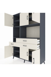 Hyperion Dolap 9 Raflı 3 Çekmeceli 6 Kapaklı 132x44x195 Antrasit-Aytaşı/Aytaşı