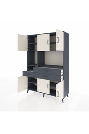 Hyperion Dolap 9 Raflı 3 Çekmeceli 6 Kapaklı 132x44x195 Antrasit-Aytaşı/Antrasit