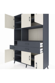 Hyperion Dolap 9 Raflı 3 Çekmeceli 6 Kapaklı 132x44x195 Antrasit-Aytaşı/Antrasit