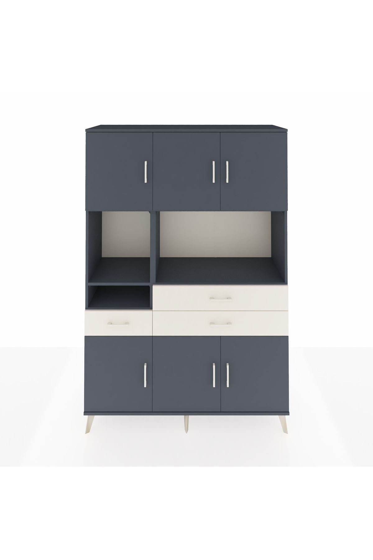 Hyperion Dolap 9 Raflı 3 Çekmeceli 6 Kapaklı 132x44x195 Antrasit-Antrasit/Aytaşı