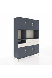 Hyperion Dolap 9 Raflı 3 Çekmeceli 6 Kapaklı 132x44x195 Antrasit-Antrasit/Aytaşı