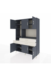 Hyperion Dolap 9 Raflı 3 Çekmeceli 6 Kapaklı 132x44x195 Antrasit-Antrasit/Aytaşı