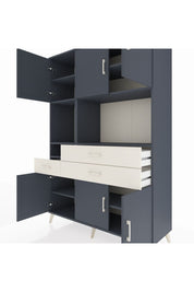 Hyperion Dolap 9 Raflı 3 Çekmeceli 6 Kapaklı 132x44x195 Antrasit-Antrasit/Aytaşı