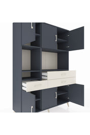 Hyperion Dolap 9 Raflı 3 Çekmeceli 6 Kapaklı 132x44x195 Antrasit-Antrasit/Aytaşı