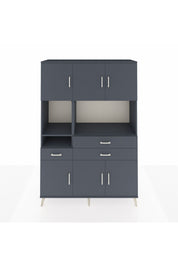 Hyperion Dolap 9 Raflı 3 Çekmeceli 6 Kapaklı 132x44x195 Antrasit-Antrasit/Antrasit