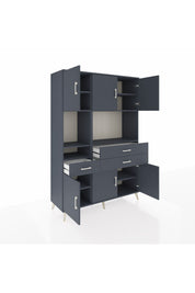 Hyperion Dolap 9 Raflı 3 Çekmeceli 6 Kapaklı 132x44x195 Antrasit-Antrasit/Antrasit