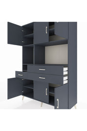 Hyperion Dolap 9 Raflı 3 Çekmeceli 6 Kapaklı 132x44x195 Antrasit-Antrasit/Antrasit