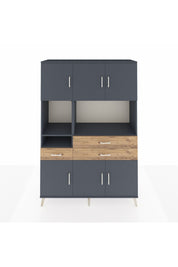 Hyperion Dolap 9 Raflı 3 Çekmeceli 6 Kapaklı 132x44x195 Antrasit-Antrasit/Çam