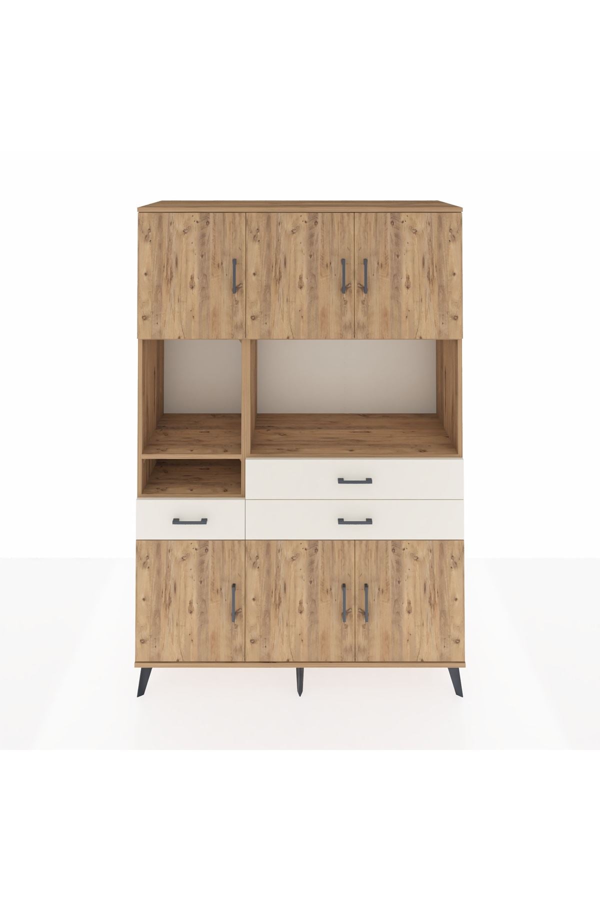 Hyperion Dolap 9 Raflı 3 Çekmeceli 6 Kapaklı 132x44x195 Çam-Çam/Aytaşı