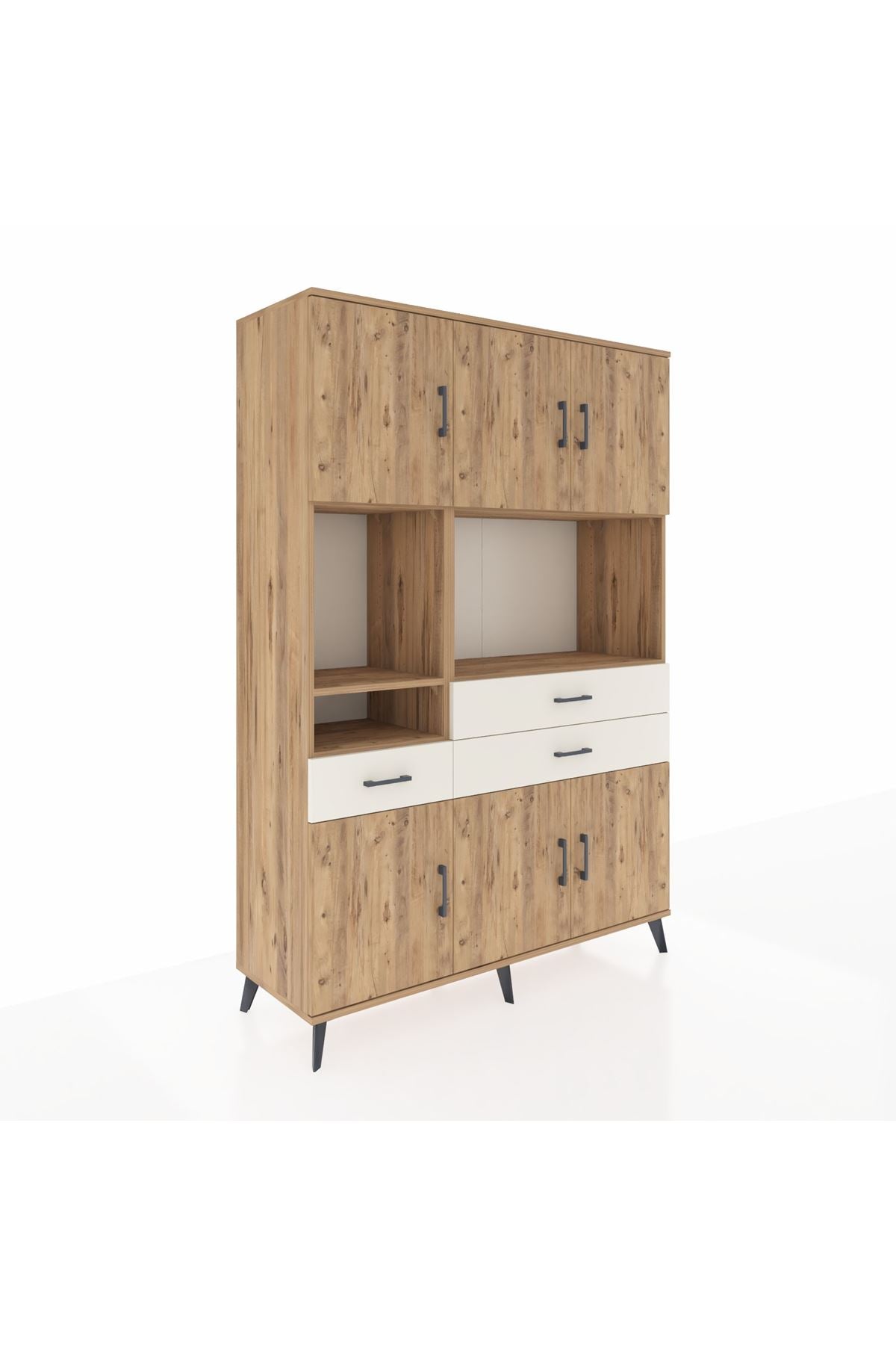 Hyperion Dolap 9 Raflı 3 Çekmeceli 6 Kapaklı 132x44x195 Çam-Çam/Aytaşı