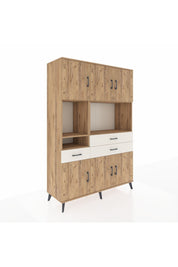 Hyperion Dolap 9 Raflı 3 Çekmeceli 6 Kapaklı 132x44x195 Çam-Çam/Aytaşı