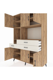 Hyperion Dolap 9 Raflı 3 Çekmeceli 6 Kapaklı 132x44x195 Çam-Çam/Aytaşı