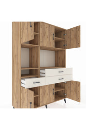 Hyperion Dolap 9 Raflı 3 Çekmeceli 6 Kapaklı 132x44x195 Çam-Çam/Aytaşı