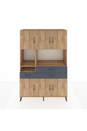 Hyperion Dolap 9 Raflı 3 Çekmeceli 6 Kapaklı 132x44x195 Çam-Çam/Antrasit