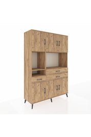Hyperion Dolap 9 Raflı 3 Çekmeceli 6 Kapaklı 132x44x195 Çam-Çam/Çam