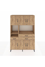 Hyperion Dolap 9 Raflı 3 Çekmeceli 6 Kapaklı 132x44x195 Çam-Çam/Çam