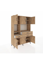 Hyperion Dolap 9 Raflı 3 Çekmeceli 6 Kapaklı 132x44x195 Çam-Çam/Çam