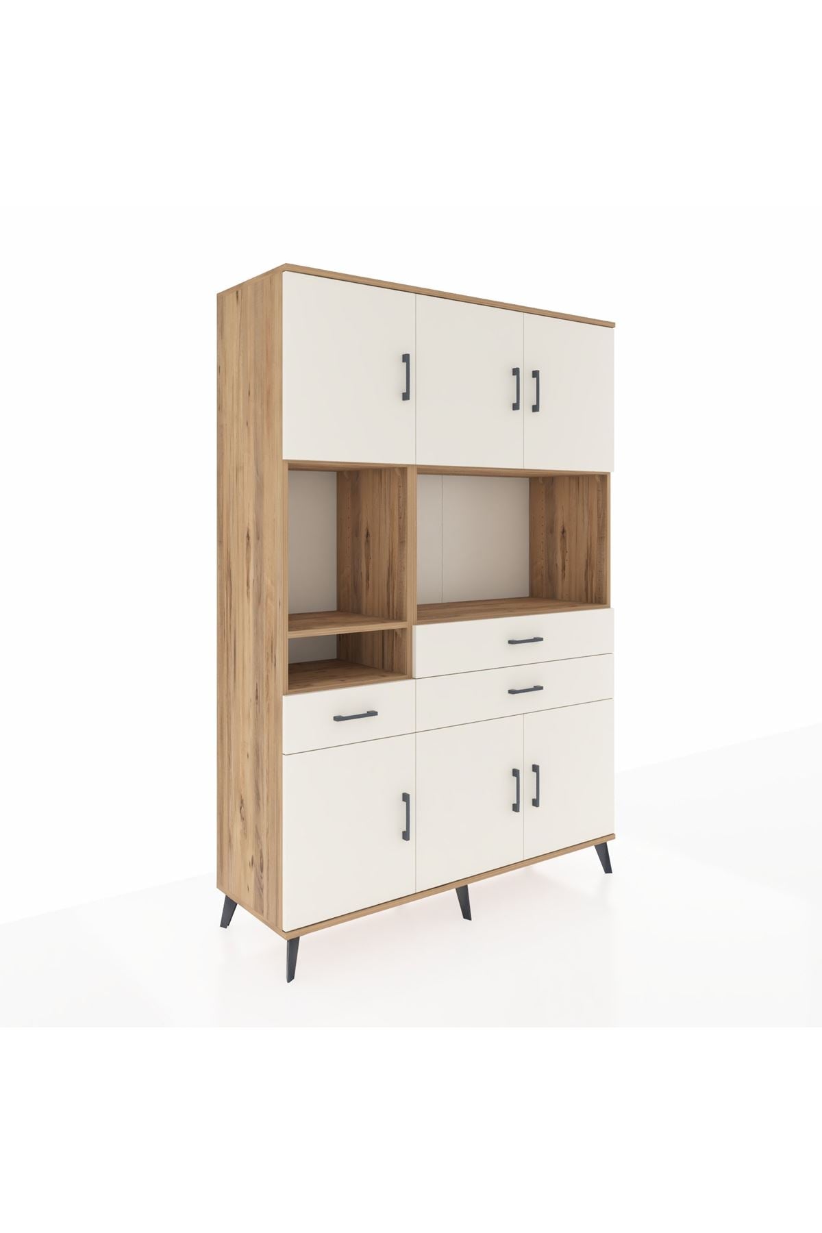 Hyperion Dolap 9 Raflı 3 Çekmeceli 6 Kapaklı 132x44x195 Çam-Aytaşı/Aytaşı