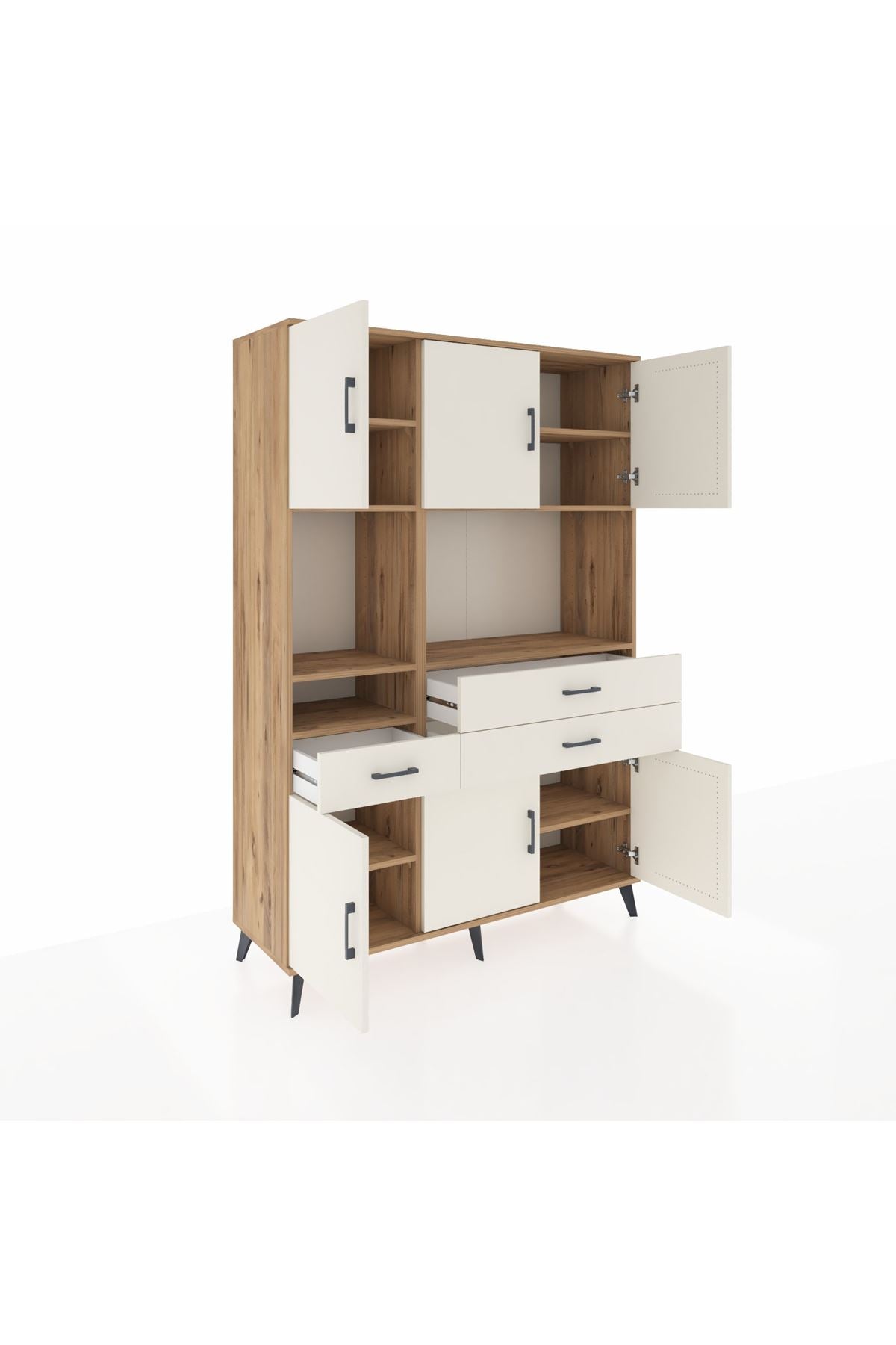 Hyperion Dolap 9 Raflı 3 Çekmeceli 6 Kapaklı 132x44x195 Çam-Aytaşı/Aytaşı