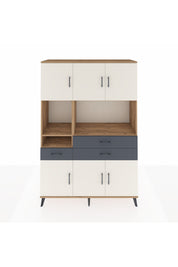 Hyperion Dolap 9 Raflı 3 Çekmeceli 6 Kapaklı 132x44x195 Çam-Aytaşı/Antrasit