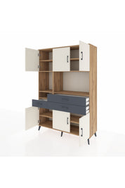 Hyperion Dolap 9 Raflı 3 Çekmeceli 6 Kapaklı 132x44x195 Çam-Aytaşı/Antrasit