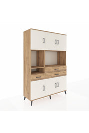 Hyperion Dolap 9 Raflı 3 Çekmeceli 6 Kapaklı 132x44x195 Çam-Aytaşı/Çam