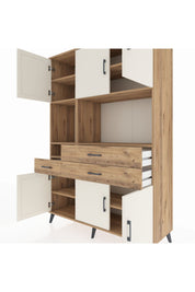 Hyperion Dolap 9 Raflı 3 Çekmeceli 6 Kapaklı 132x44x195 Çam-Aytaşı/Çam