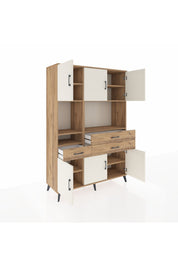 Hyperion Dolap 9 Raflı 3 Çekmeceli 6 Kapaklı 132x44x195 Çam-Aytaşı/Çam