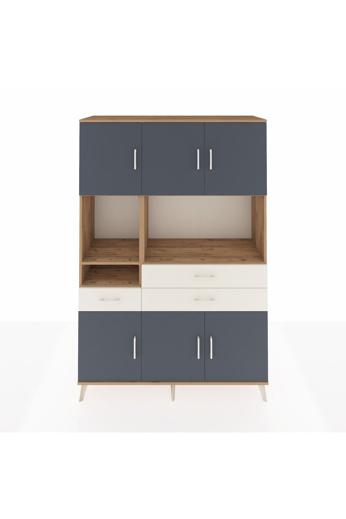 Hyperion Dolap 9 Raflı 3 Çekmeceli 6 Kapaklı 132x44x195 Çam-Antrasit/Aytaşı