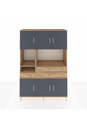 Hyperion Dolap 9 Raflı 3 Çekmeceli 6 Kapaklı 132x44x195 Çam-Antrasit/Çam