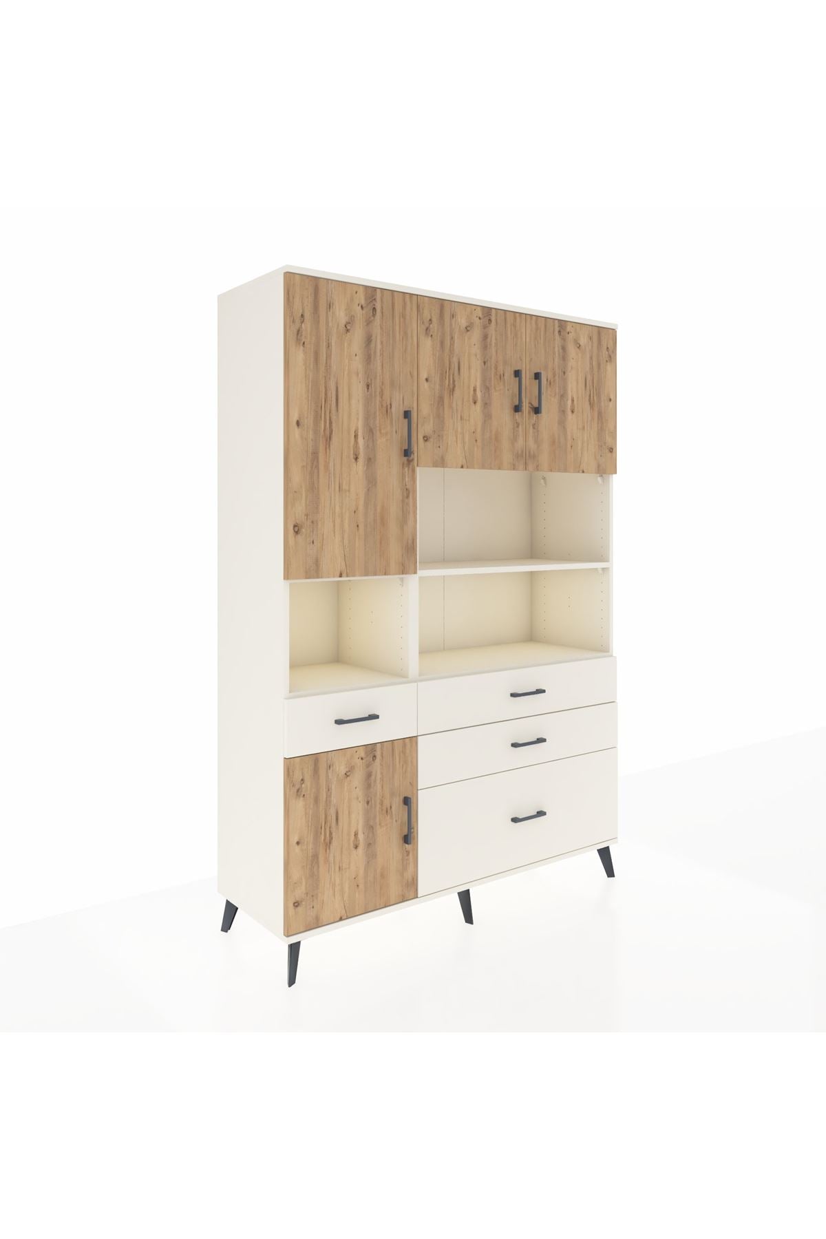 Hyperion Dolap 9 Raflı 4 Çekmeceli 4 Kapaklı 132x44x195 Aytaşı-Çam/Aytaşı