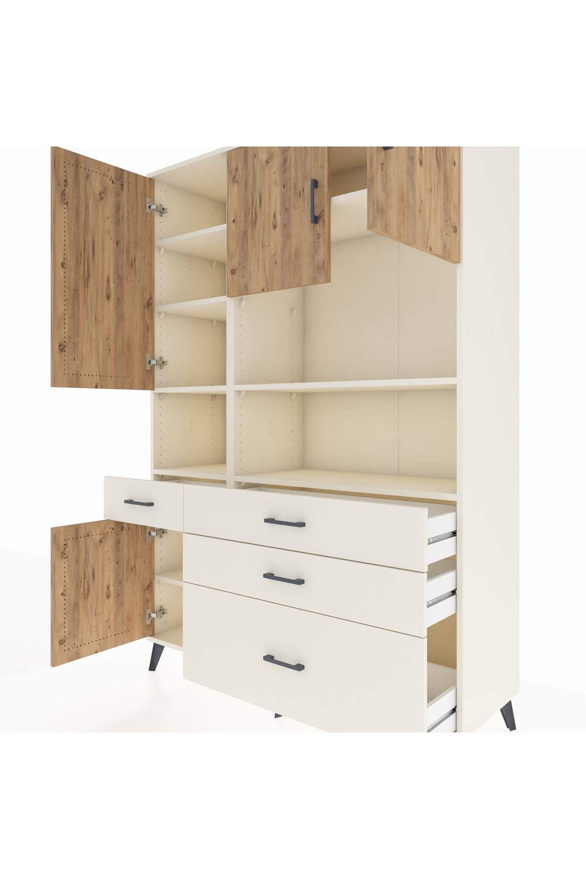 Hyperion Dolap 9 Raflı 4 Çekmeceli 4 Kapaklı 132x44x195 Aytaşı-Çam/Aytaşı