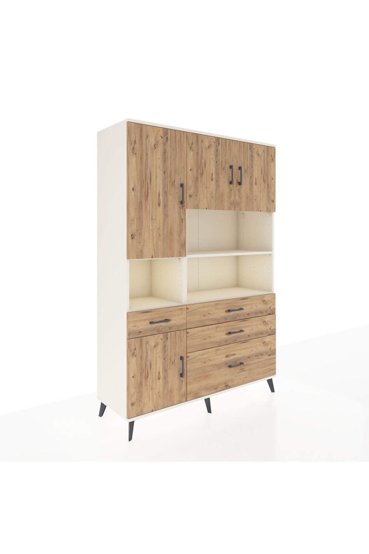 Hyperion Dolap 9 Raflı 4 Çekmeceli 4 Kapaklı 132x44x195 Aytaşı-Çam/Çam