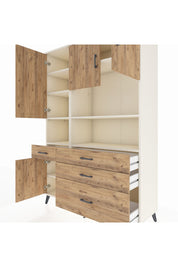 Hyperion Dolap 9 Raflı 4 Çekmeceli 4 Kapaklı 132x44x195 Aytaşı-Çam/Çam
