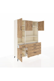 Hyperion Dolap 9 Raflı 4 Çekmeceli 4 Kapaklı 132x44x195 Aytaşı-Çam/Çam