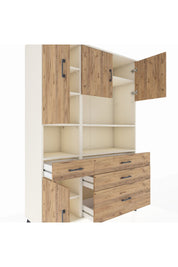 Hyperion Dolap 9 Raflı 4 Çekmeceli 4 Kapaklı 132x44x195 Aytaşı-Çam/Çam