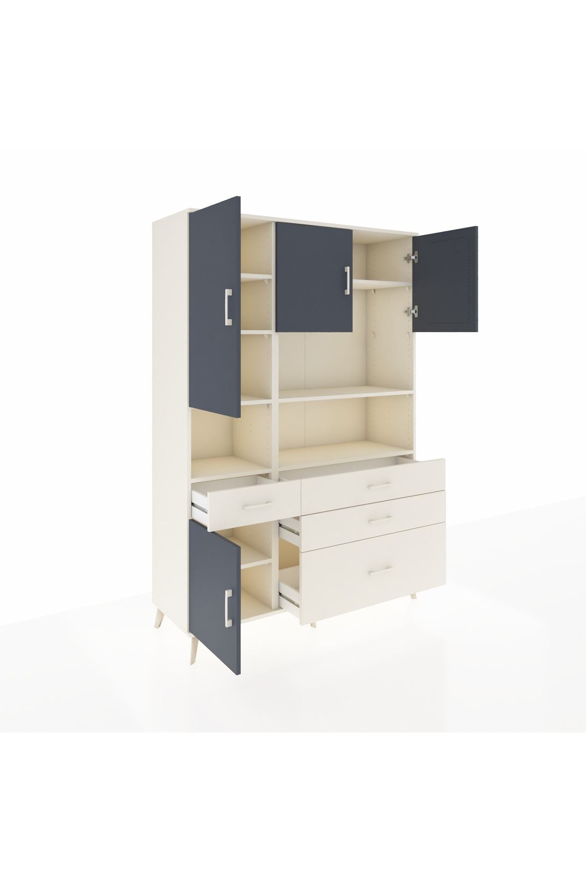 Hyperion Dolap 9 Raflı 4 Çekmeceli 4 Kapaklı 132x44x195 Aytaşı-Antrasit/Aytaşı