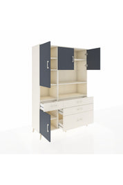 Hyperion Dolap 9 Raflı 4 Çekmeceli 4 Kapaklı 132x44x195 Aytaşı-Antrasit/Aytaşı