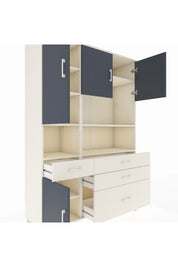 Hyperion Dolap 9 Raflı 4 Çekmeceli 4 Kapaklı 132x44x195 Aytaşı-Antrasit/Aytaşı