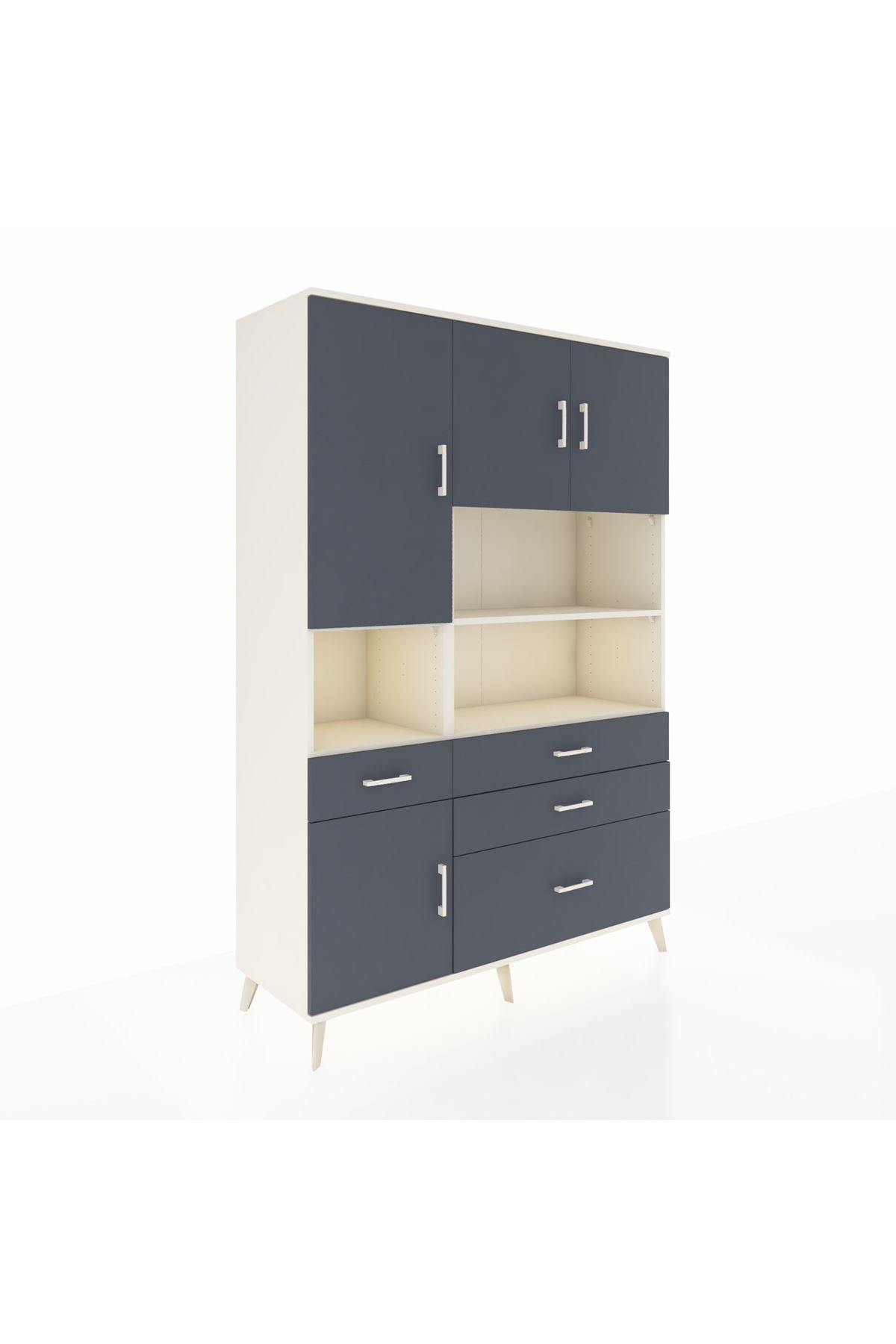 Hyperion Dolap 9 Raflı 4 Çekmeceli 4 Kapaklı 132x44x195 Aytaşı-Antrasit/Antrasit