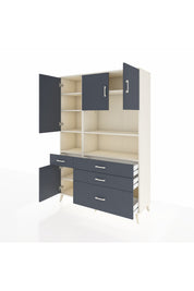 Hyperion Dolap 9 Raflı 4 Çekmeceli 4 Kapaklı 132x44x195 Aytaşı-Antrasit/Antrasit