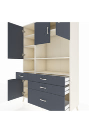 Hyperion Dolap 9 Raflı 4 Çekmeceli 4 Kapaklı 132x44x195 Aytaşı-Antrasit/Antrasit