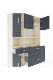 Hyperion Dolap 9 Raflı 4 Çekmeceli 4 Kapaklı 132x44x195 Aytaşı-Antrasit/Antrasit