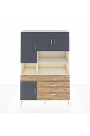 Hyperion Dolap 9 Raflı 4 Çekmeceli 4 Kapaklı 132x44x195 Aytaşı-Antrasit/Çam