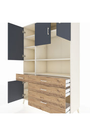 Hyperion Dolap 9 Raflı 4 Çekmeceli 4 Kapaklı 132x44x195 Aytaşı-Antrasit/Çam