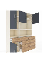 Hyperion Dolap 9 Raflı 4 Çekmeceli 4 Kapaklı 132x44x195 Aytaşı-Antrasit/Çam