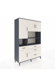 Hyperion Dolap 9 Raflı 4 Çekmeceli 4 Kapaklı 132x44x195 Antrasit-Aytaşı/Aytaşı