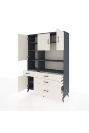 Hyperion Dolap 9 Raflı 4 Çekmeceli 4 Kapaklı 132x44x195 Antrasit-Aytaşı/Aytaşı