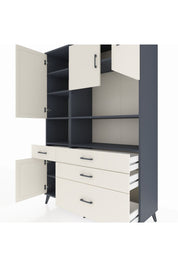 Hyperion Dolap 9 Raflı 4 Çekmeceli 4 Kapaklı 132x44x195 Antrasit-Aytaşı/Aytaşı